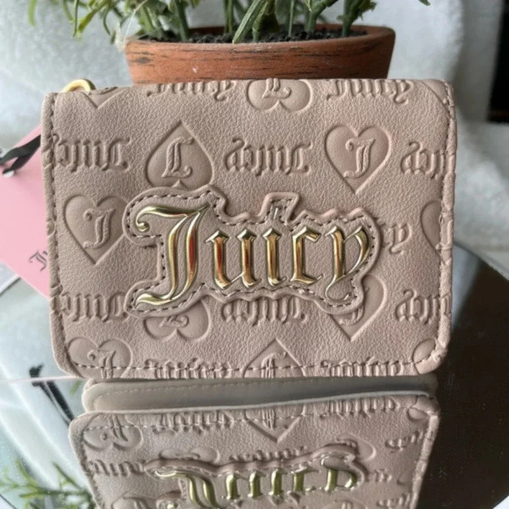 Juicy Couture Upgrade U Card Case ID Wallet Nude Beige Café Key Fob NWT